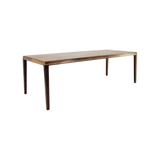 Danish Brazilian Rosewood Sofa Table with Stainless Steel Trim