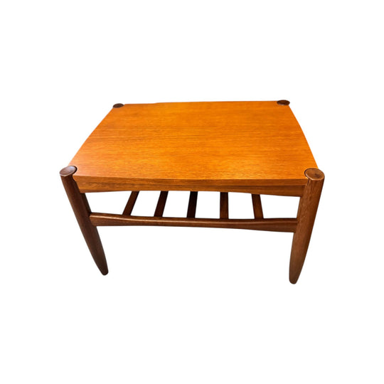 Danish Deluxe Reversible Side Table – Teak & Black Vinyl, 1960s