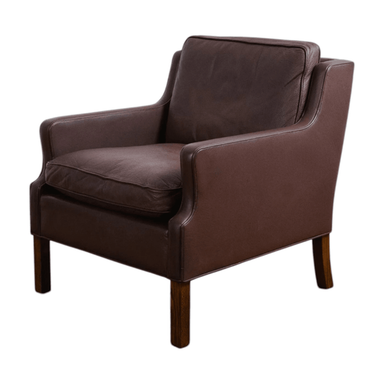 Danish Leather Armchair, Attributed to Børge Mogensen