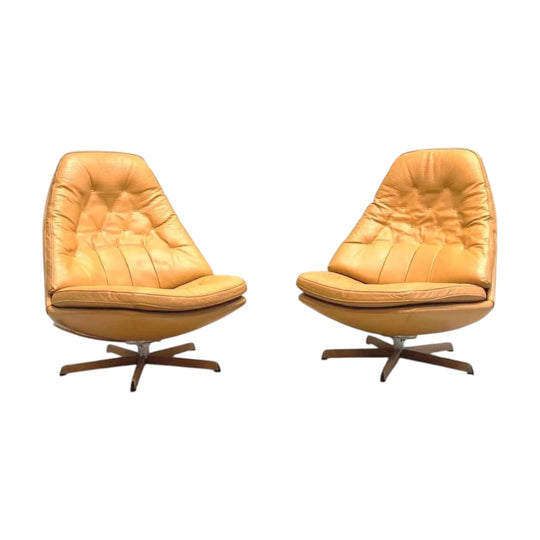Danish leather swivel chairs