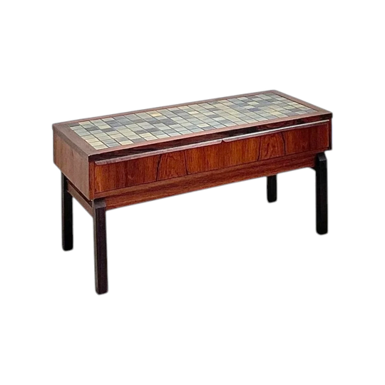 Danish Rosewood & Tile Inlaid Console Drawers