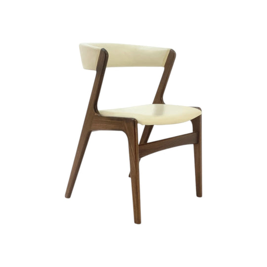 Danish Teak Compass Style Dining Chair. Leather upholstery.