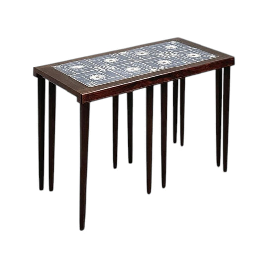 Danish Tile-topped Nest of Rosewood Tables
