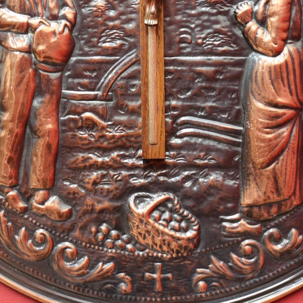 Decorative Dutch Copper Wall Hanging with Religious Scene Crucifix and Inscription. B12858 | Bazaa | Designer, Vintage and Antique Furniture