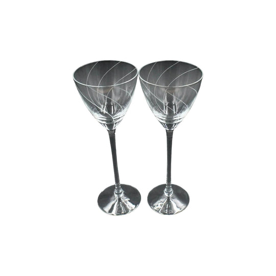 Delicate Fine Swirl Design Crystal Glasses x 2