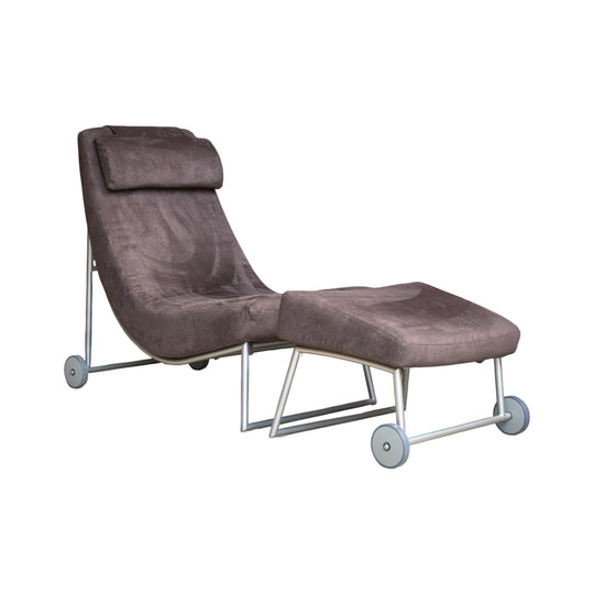 Designer Lounge Chair + Ottoman – Warwick Macrosuede, Lightweight Aluminium, 3 Available