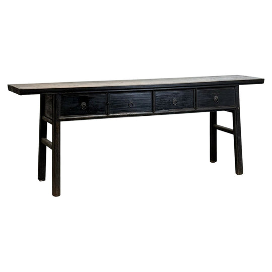 Distressed 4 Drawer Elm Console Table