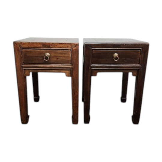 Vintage Elm Wood Bedsides with One Drawer