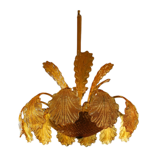 Amber Murano Barovier & Toso Leafy Chandelier