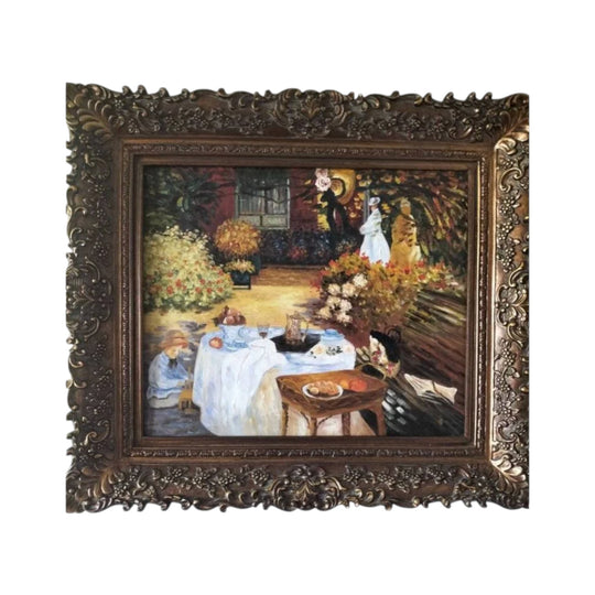 After Monet Hand Painted Impressionist Oil "The Lunch"