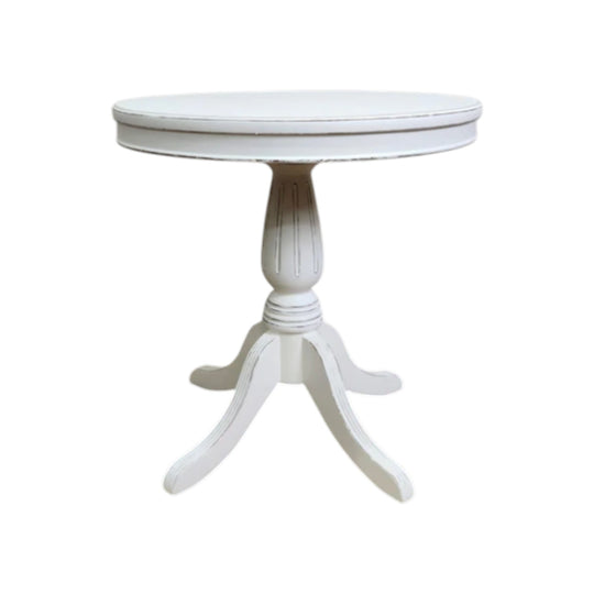 French Country Style White Round Wine Table with Distressed Finish