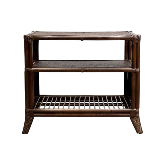 Double Shelf Rattan Side Table