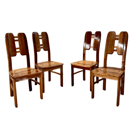 Du Puydt inspired Sculptural Timber Chairs- Set of 4