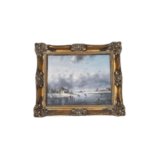 Dutch winter scene oil painting by Hendrik van Dijk