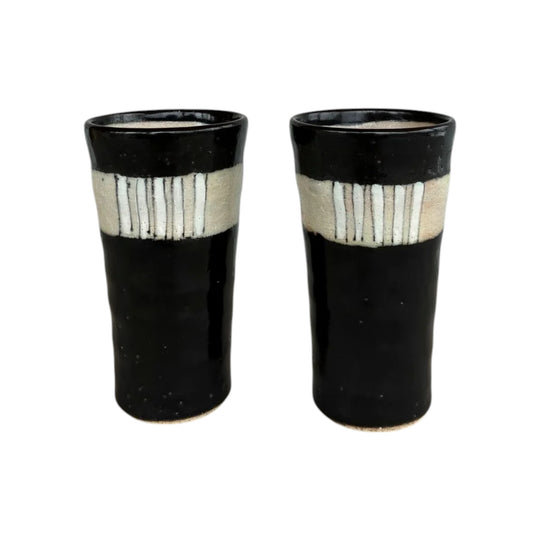 Pair of Handcrafted Japanese Stoneware Tumblers