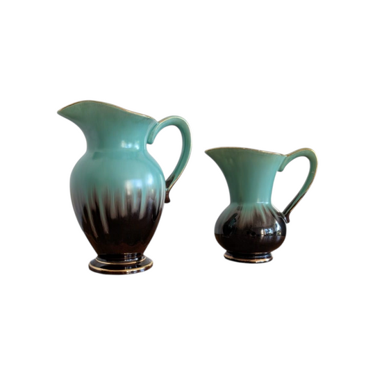 Vintage West German Pottery Pitchers/Jugs Set – Mid-Century Modern Drip Glaze