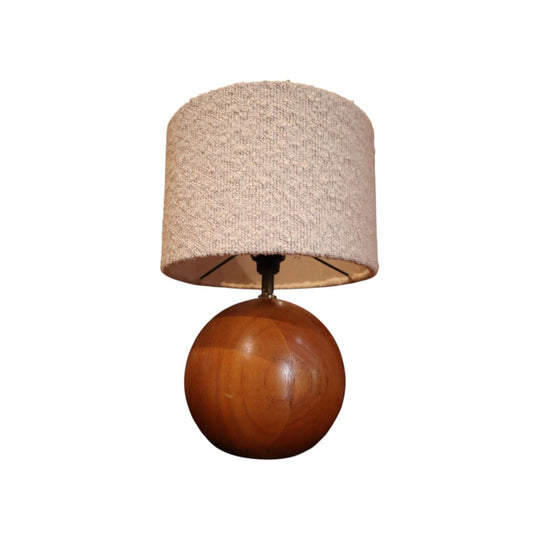 Dyrlund Danish Teak Ball Lamp with Boucle Shade