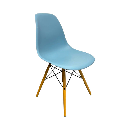 Eames Molded Plastic Side Chair by Herman Miller – Light Blue / Wood Dowel Base
