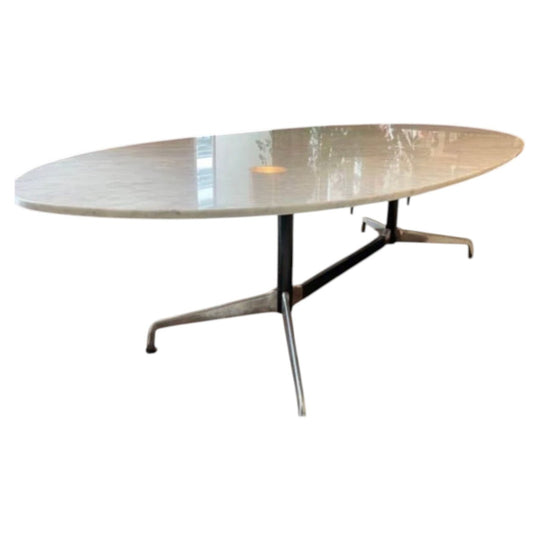 Eames Oval Marble Dining Table with aluminium base