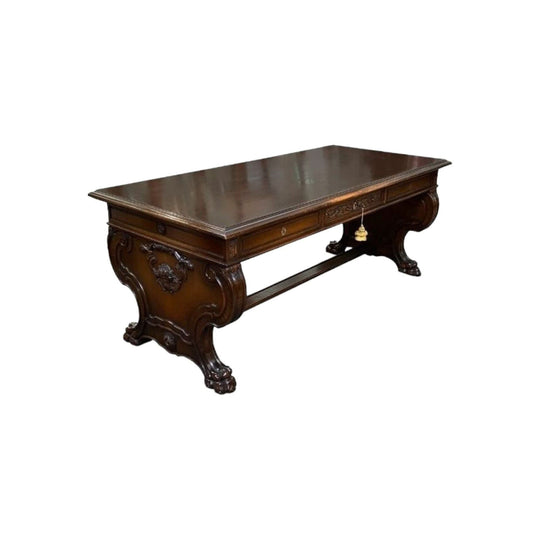 Early 20th-Century French Walnut 3 Drawer Writing Desk, c.1910