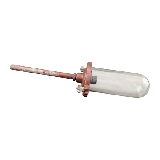 Early Industrial Glass Dome Light | Cast Metal