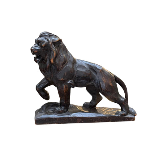 Ebonised carved lion figure c.1910