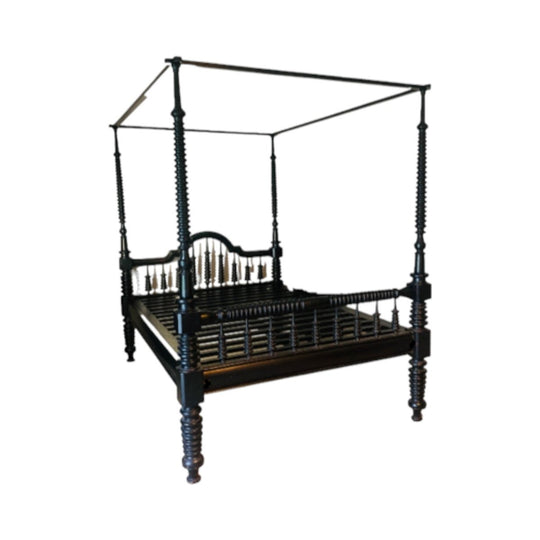 Ebonized Teak Queen Canopy Bed c1900 from India or Malaysia