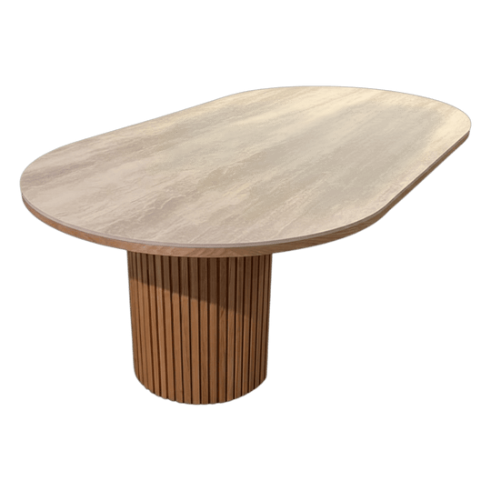 Eclipse Travertine Top Dining Table Natural Base