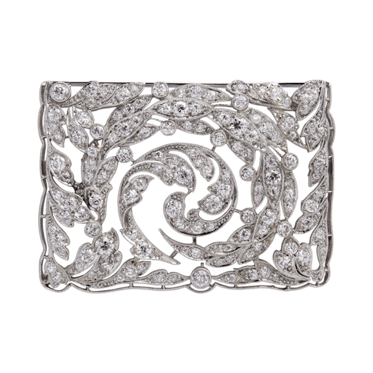 Edwardian Diamond Plaque Brooch Pin