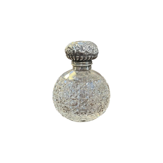 Edwardian sterling silver and crystal perfume bottle c.1909