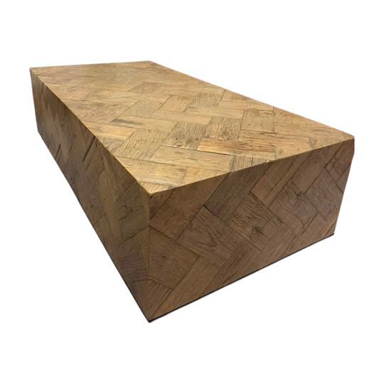 Coco Republic Solid Wood Herringbone Parquet Coffee Table Set - Pair Brown