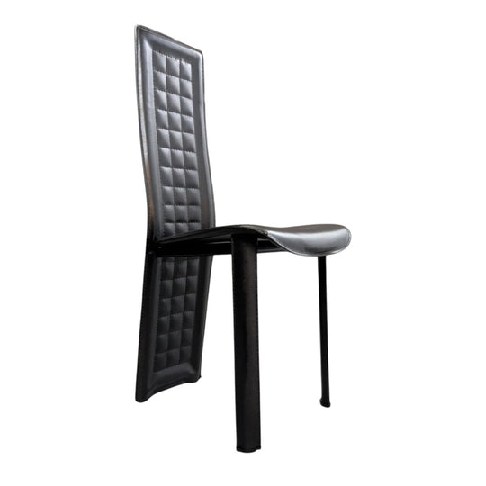 Eight (8) Postmodern Saddle Leather Dining Chairs in the Style of Pietro Costantini