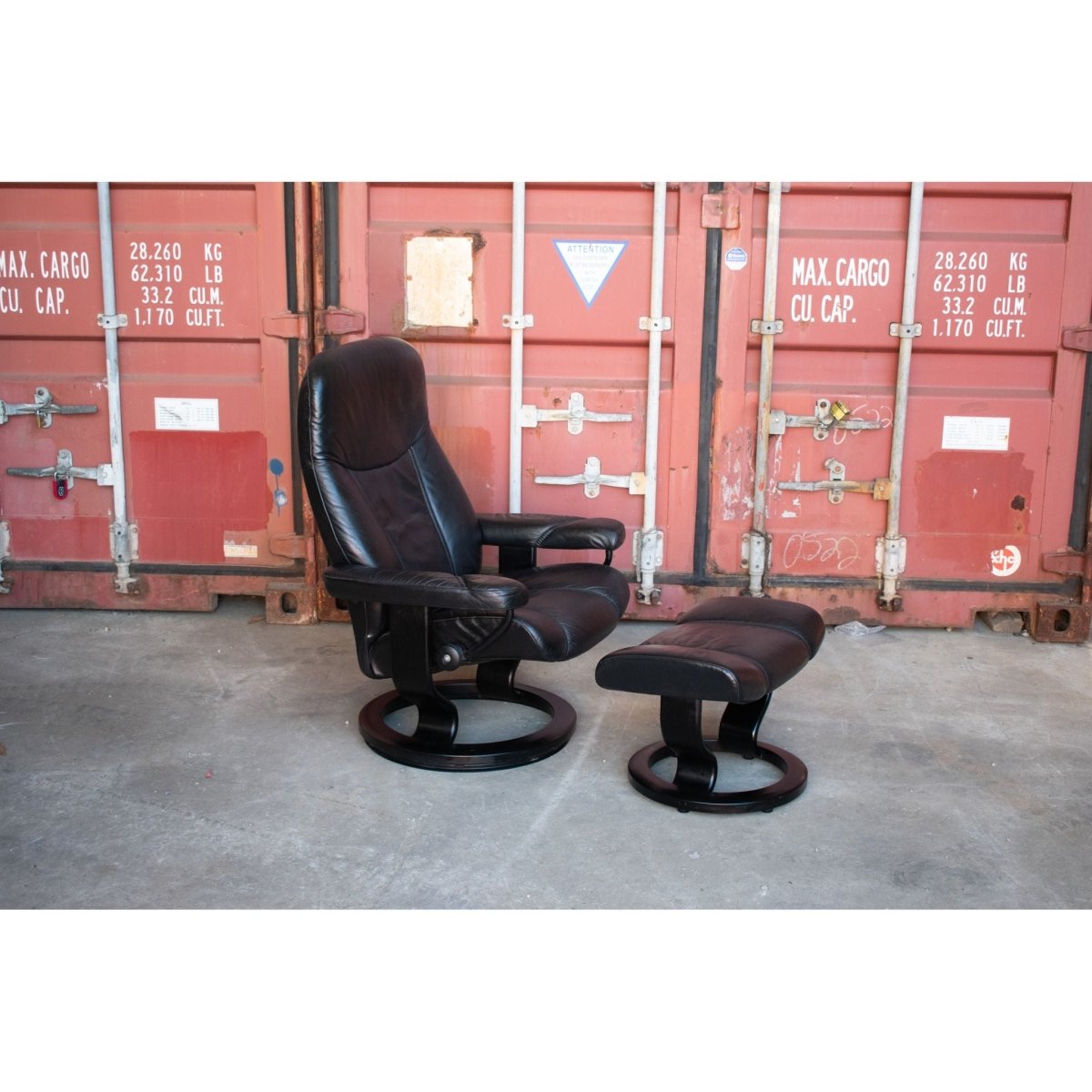 Ekornes Stressless Consul Recliner with Footstool – Medium Size, Black Leather Comfort | Bazaa | Designer, Vintage and Antique Furniture