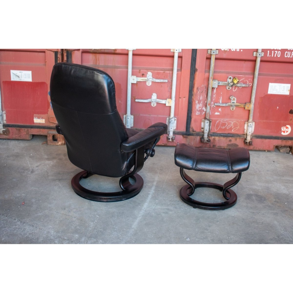 Ekornes Stressless Consul Recliner with Footstool – Medium Size, Black Leather Comfort | Bazaa | Designer, Vintage and Antique Furniture