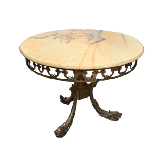 Elegant Marble Top and Brass Coffee Table