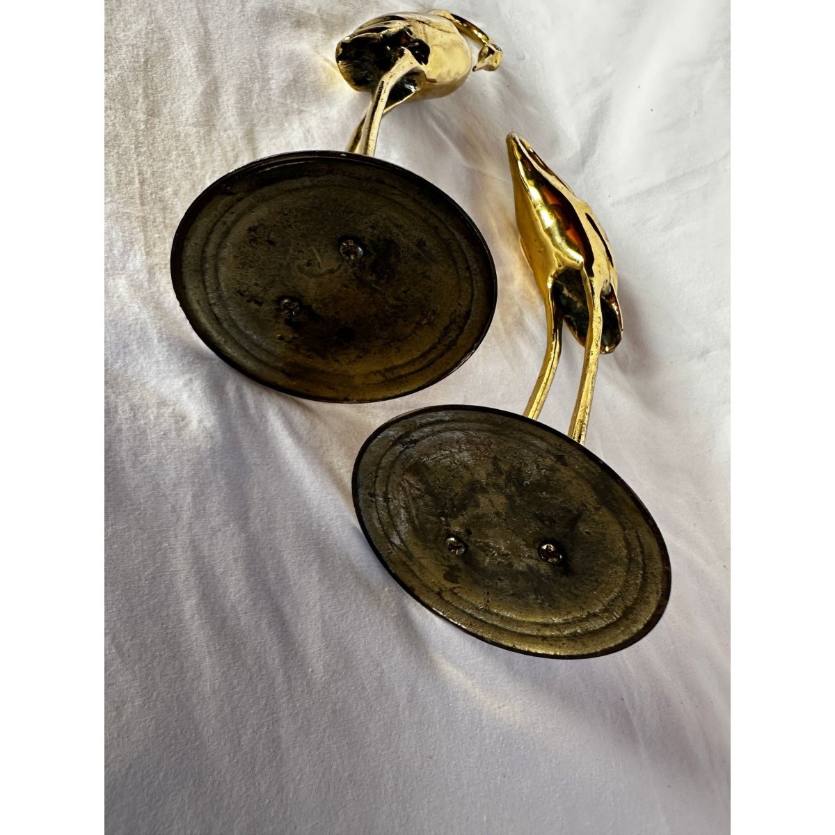 Elegant Mid - Century Solid Brass Crane Pair – Hollywood Regency Sculptural Decor | Bazaa | Designer, Vintage and Antique Furniture