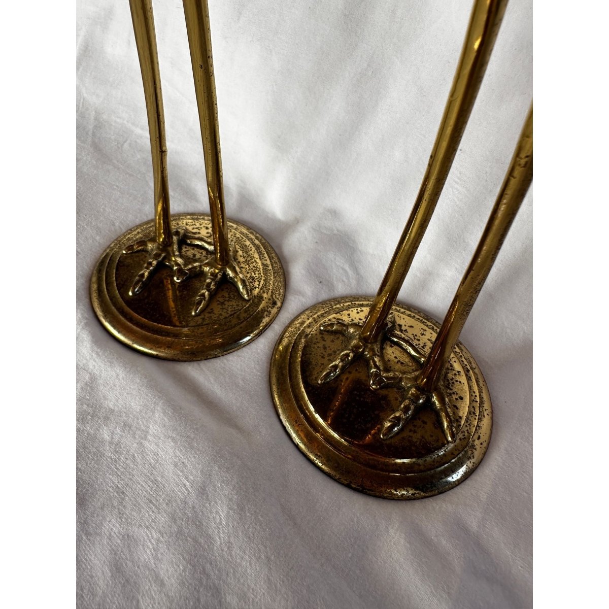 Elegant Mid - Century Solid Brass Crane Pair – Hollywood Regency Sculptural Decor | Bazaa | Designer, Vintage and Antique Furniture