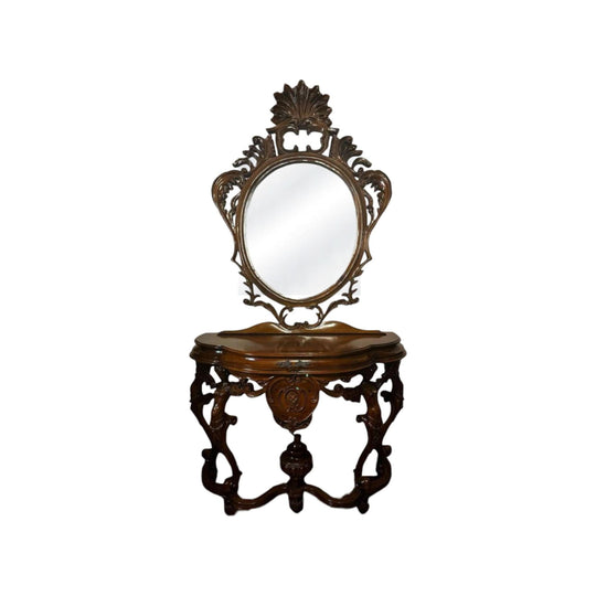 Elegant Vintage Carved Console Table with Mirror hall table