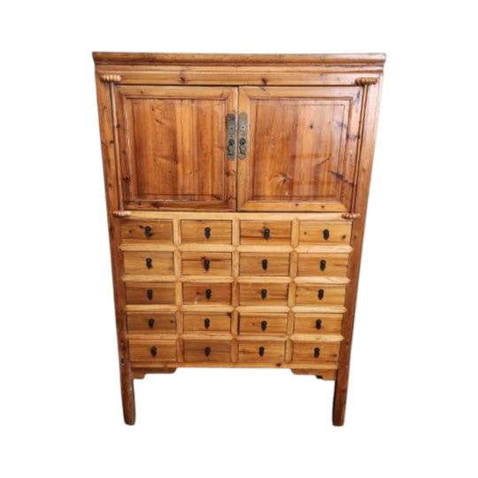 Elm Wood Apothecary Cabinet with Twenty Drawers
