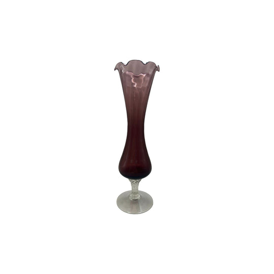 Empoli Amethyst Fluted Bud Vase with Clear Twisted Stem 21cm