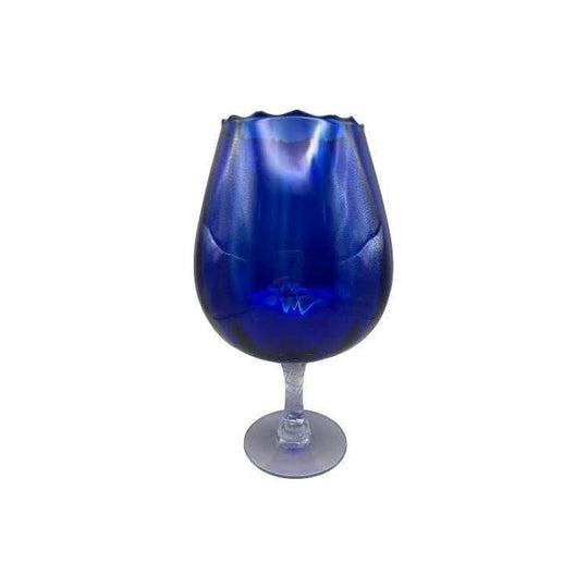 Empoli Cobalt Blue Optic Stripe Brandy Balloon 22.5cm