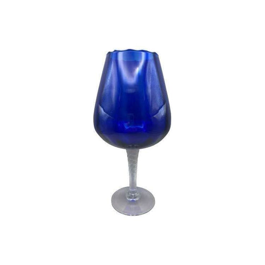 Empoli Cobalt Blue Optic Stripe Brandy Balloon 23cm