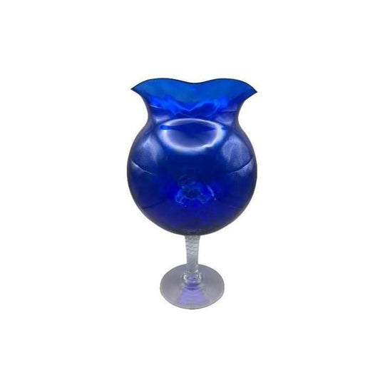 Empoli Cobalt Blue Optic Stripe Brandy Balloon with Fluted Top 24cm