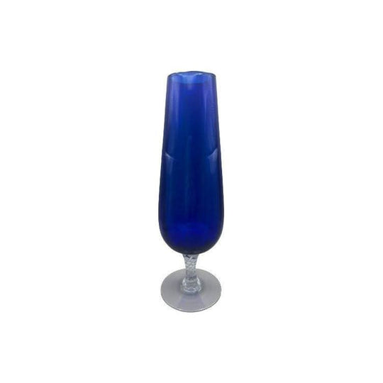 Empoli Cobalt Blue Tall Vase with Spiral Twist Stem 25cm
