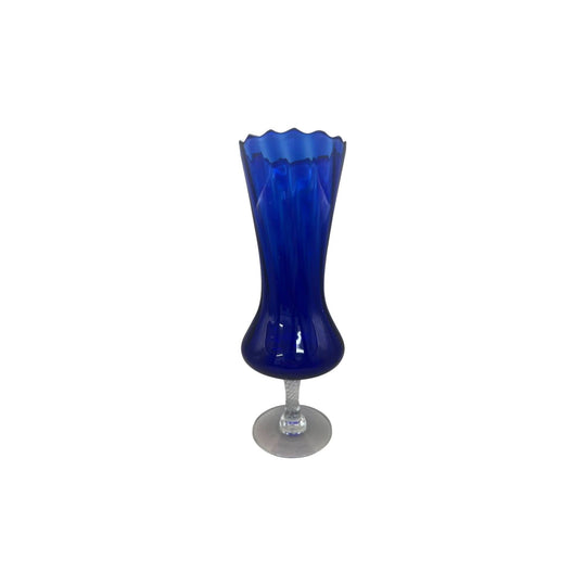 Empoli Cobalt Blue Twist Optic Hourglass Vase 25cm
