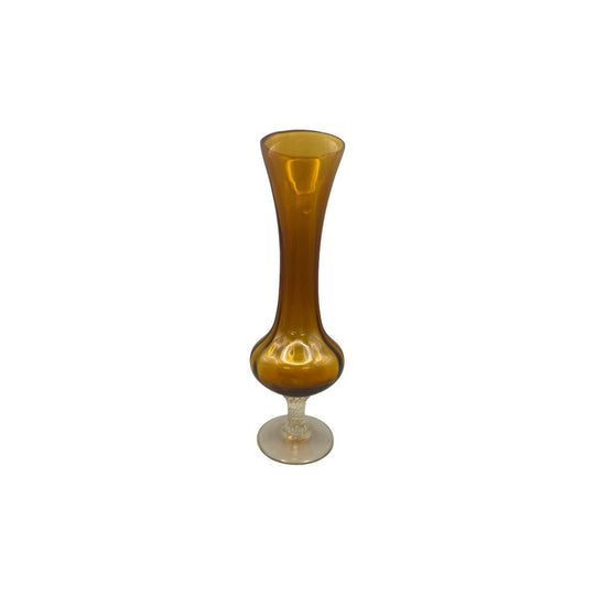 Empoli Dark Amber Bud Vase with Twisted Stem 21cm