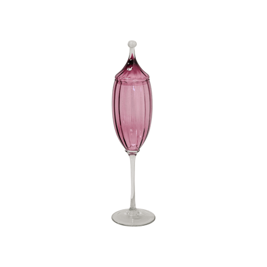 Empoli Optic Glass Apothecary Jar in Cranberry, c. 1960