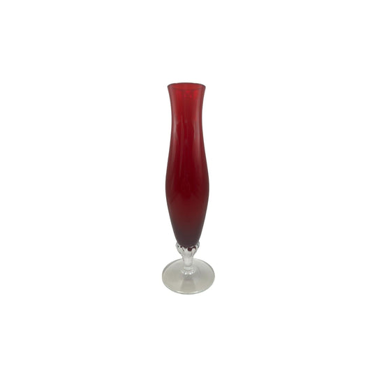 Empoli Red Bud Vase with Clear Base
