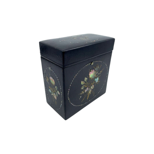 English 19th-century lacquer tea caddy