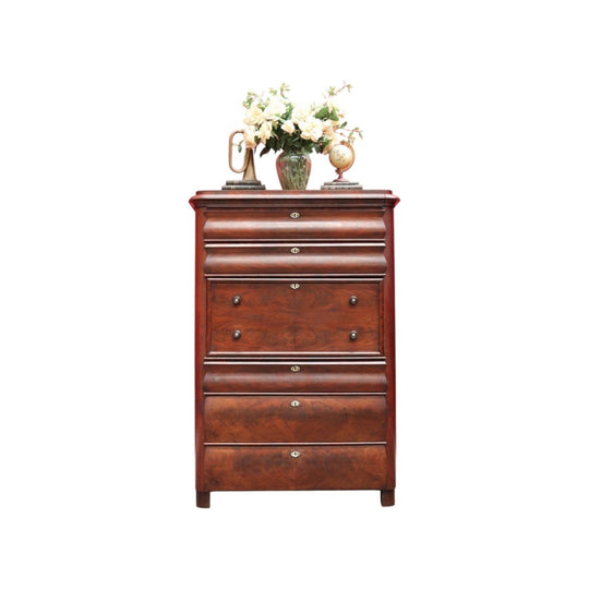 English Biedermeier Mahogany Secretaire Chest with Mother-of-Pearl Detail. B12650